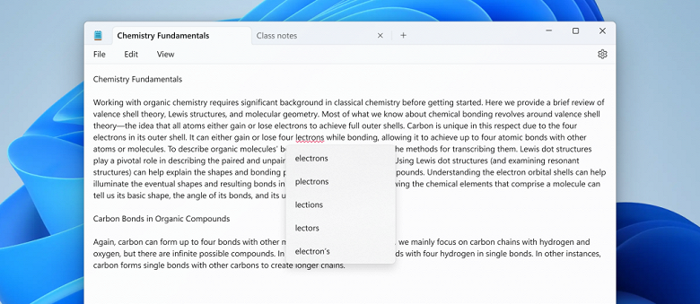 «Блокнот» в Windows 11 наконец-то получил функцию проверки орфографии и автозамены