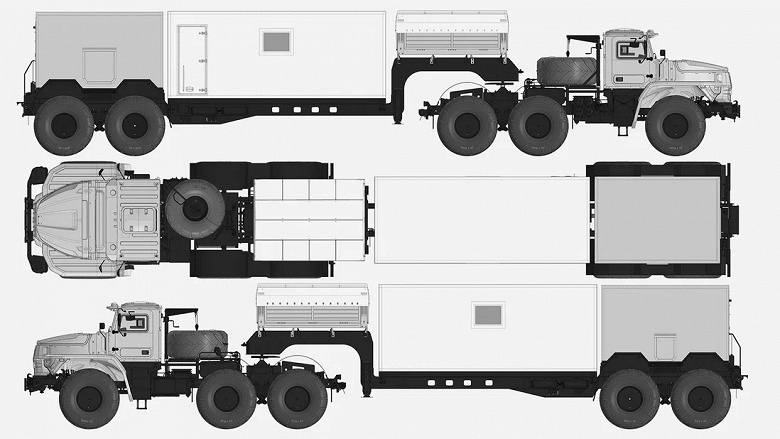6 ведущих колес, привод даже в прицепе, работа при -50 градусах Цельсия и способность штурмовать брод глубиной 1,3 метра. «Урал» запатентовал арктический автопоезд