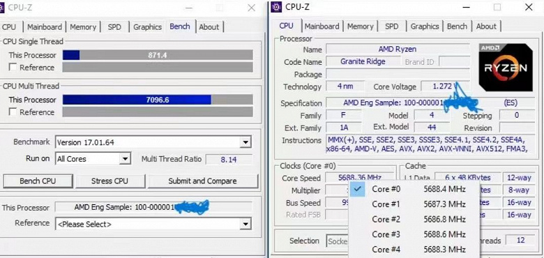 Будущий 6-ядерный хит от AMD? Инженерный образец Ryzen 5 9600X запросто разогнался до частоты 5,7 ГГц на всех ядрах